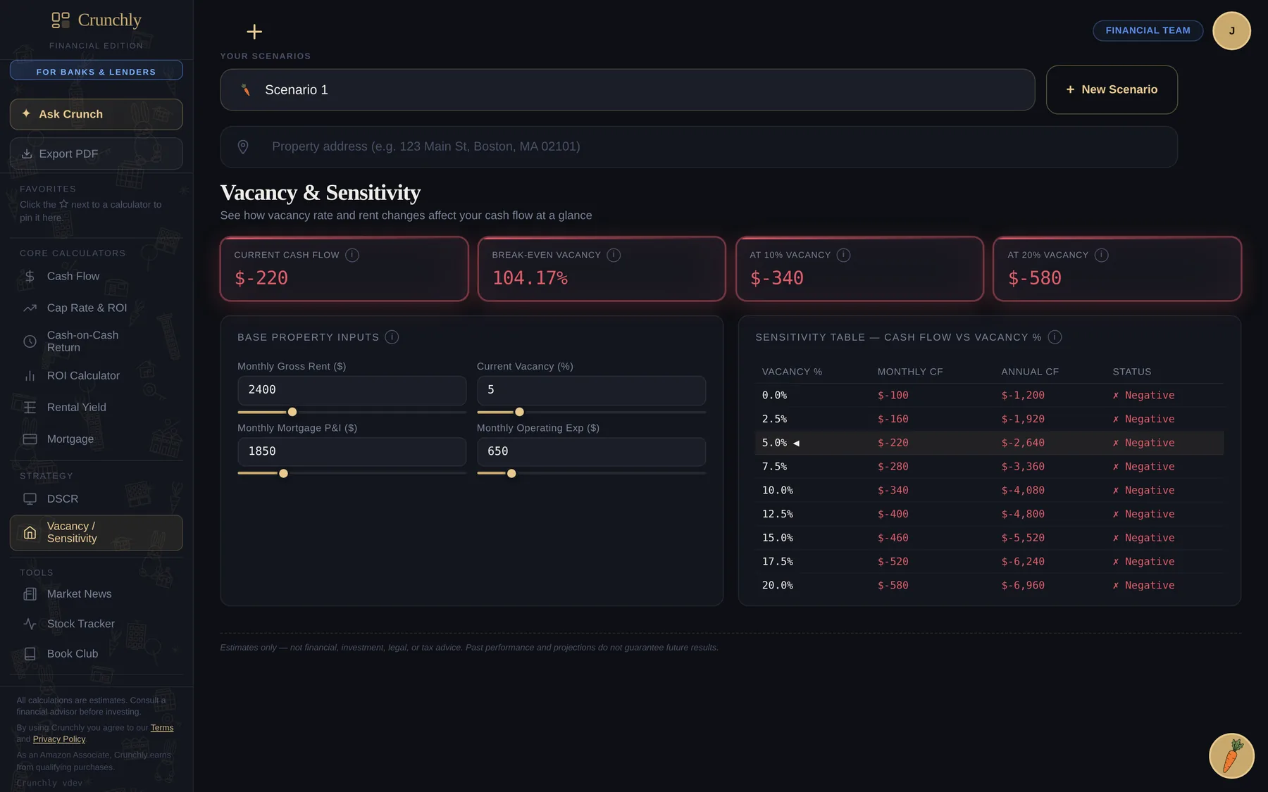 Crunchly Financial sensitivity analysis